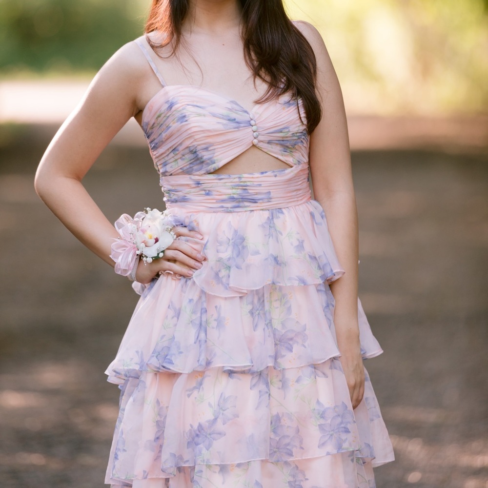 MacDuggal Floral Cut Out Ruffled Layered Gown Size 2 *reserved*